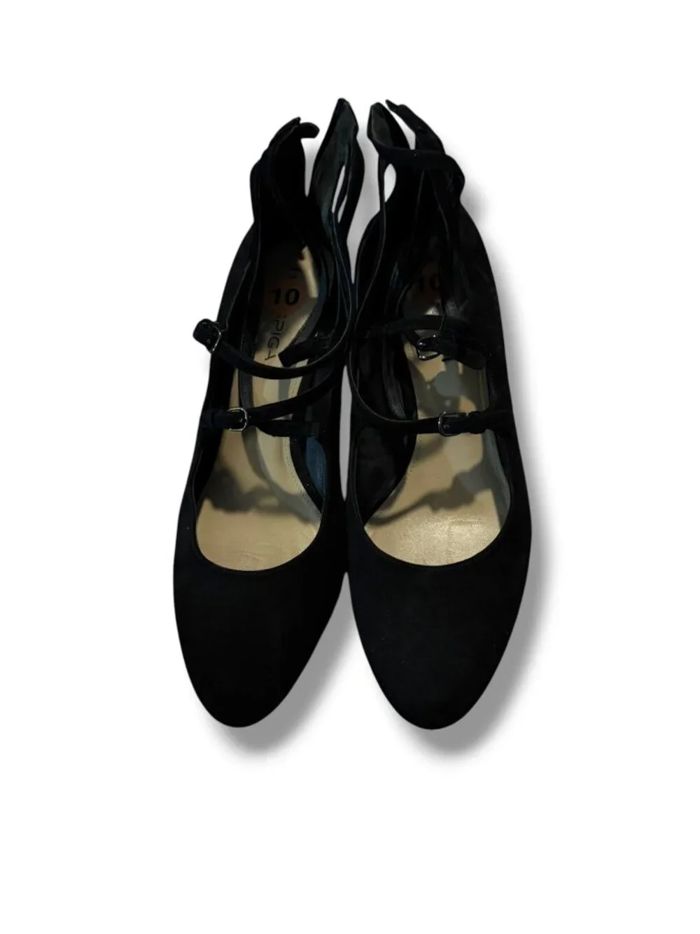 Via Spiga Black Suede Multi‑Strap Heels – Size 10